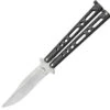 Benchmark Balisong Butterfly Knife - Black And Silver (4" Satin)
