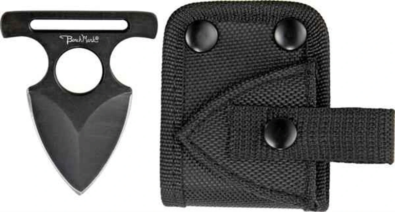 Benchmark Push Dagger. One Piece Black Finish Stainless Construction, 1 3/4" Double Edge Spear Point Blade 1 Benchmark Push Dagger. One Piece Black Finish Stainless Construction, 1 3/4" Double Edge Spear Point Blade